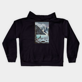 Retro Lake Louise Travel Poster Kids Hoodie